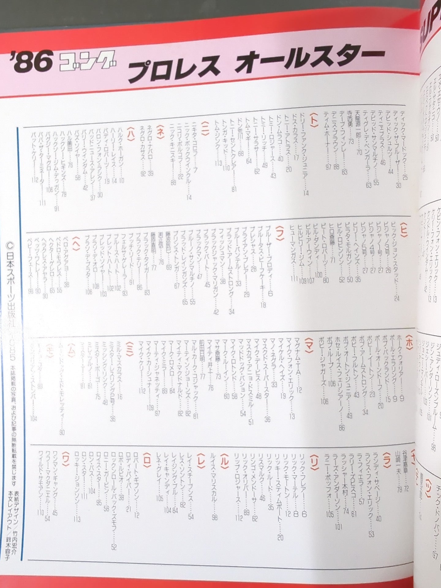 Gong Special Issue 86 Pro Wrestling  All-Star SUPER Catalog