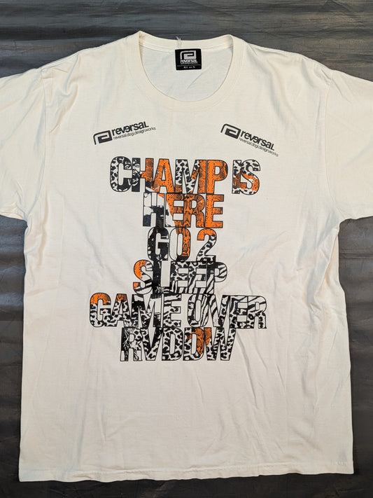 KENTA「CHAMP IS HERE GO 2 SLLEP GAME OVER」Tシャツ(ホワイト)