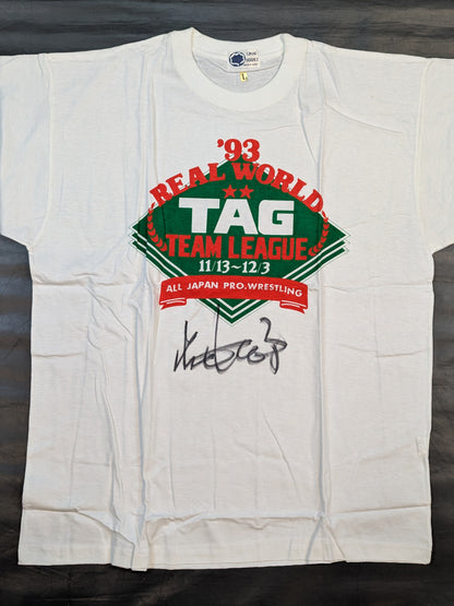 [Giant Baba  hand signed autograph ] 1993 Real World Tag League  League T-shirt