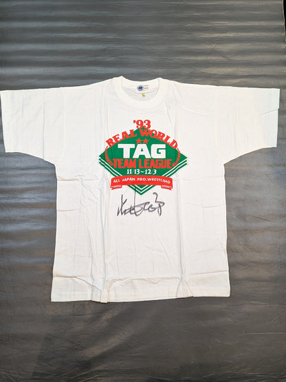 [Giant Baba  hand signed autograph ] 1993 Real World Tag League  League T-shirt
