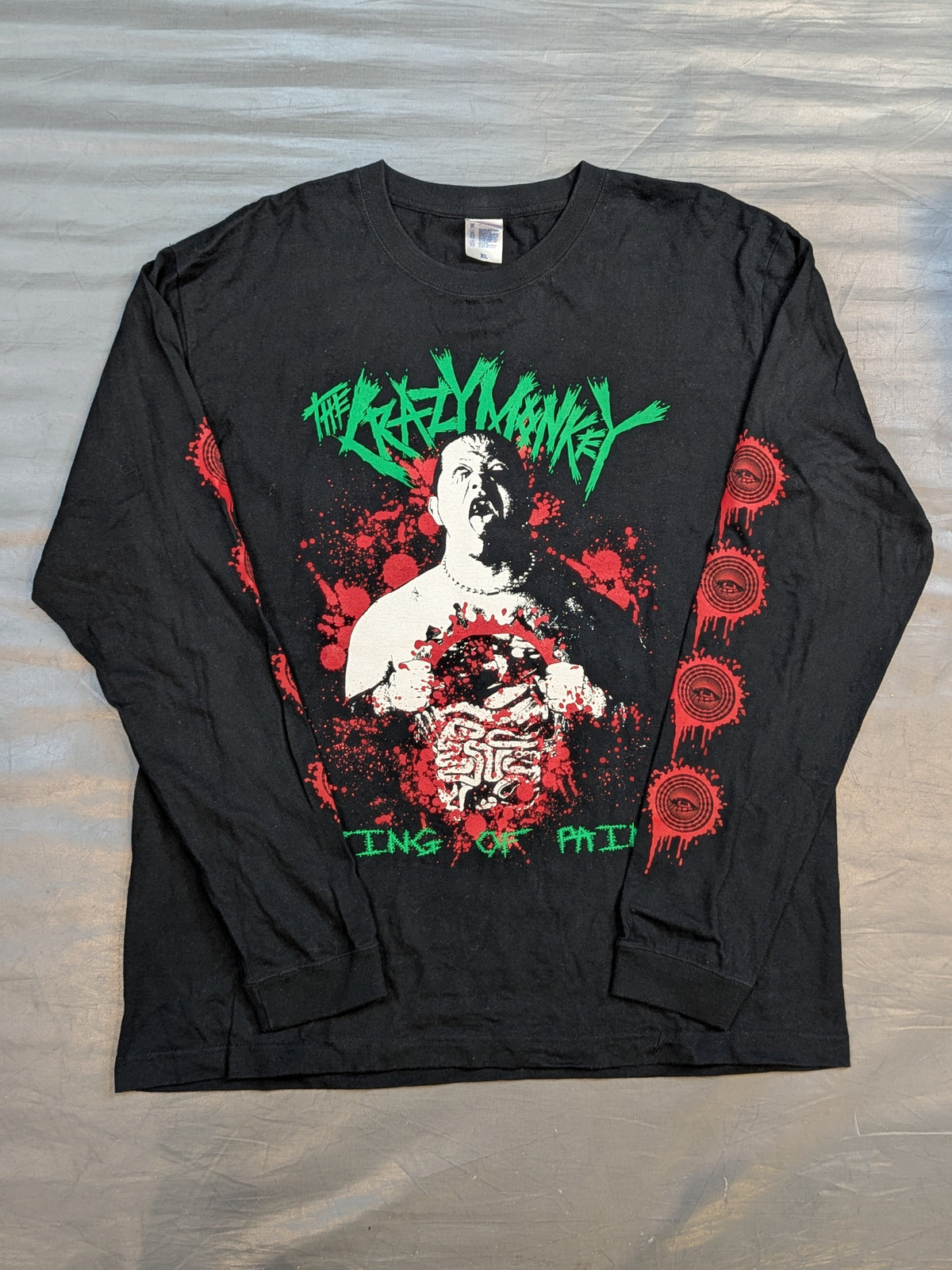 葛西純「THE CRAZY MONKEY」ロングスリーブTシャツ(ブラック×グリーン)
