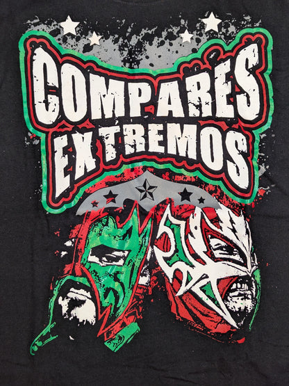 ビオレント・ジャック＆アエロ・ボーイ「COMPARES EXTREMOS」イラストTシャツ①(ブラック)