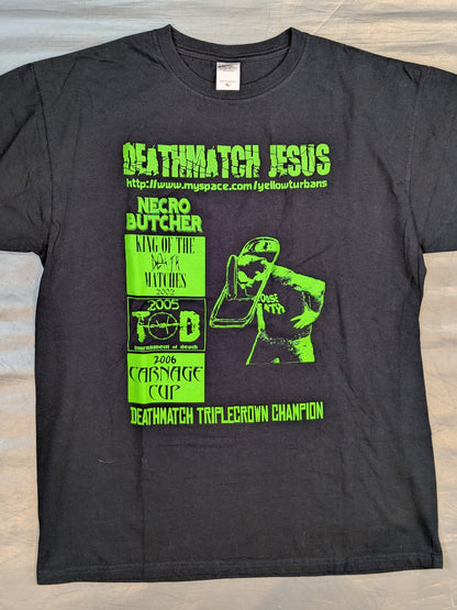 ネクロ・ブッチャー「DEATHMATCH JESUS」ピクチャーTシャツ(ブラック)