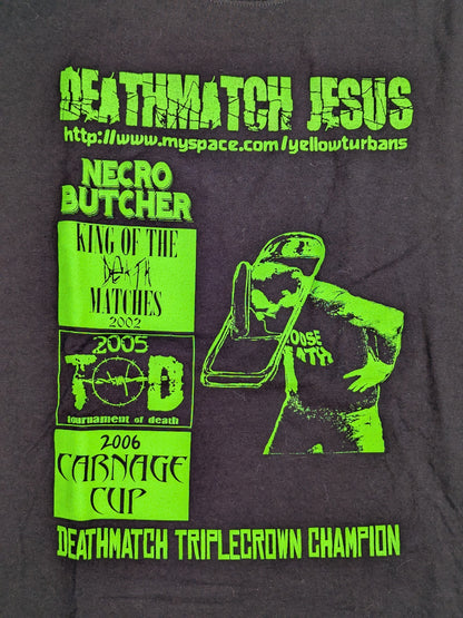 ネクロ・ブッチャー「DEATHMATCH JESUS」ピクチャーTシャツ(ブラック)
