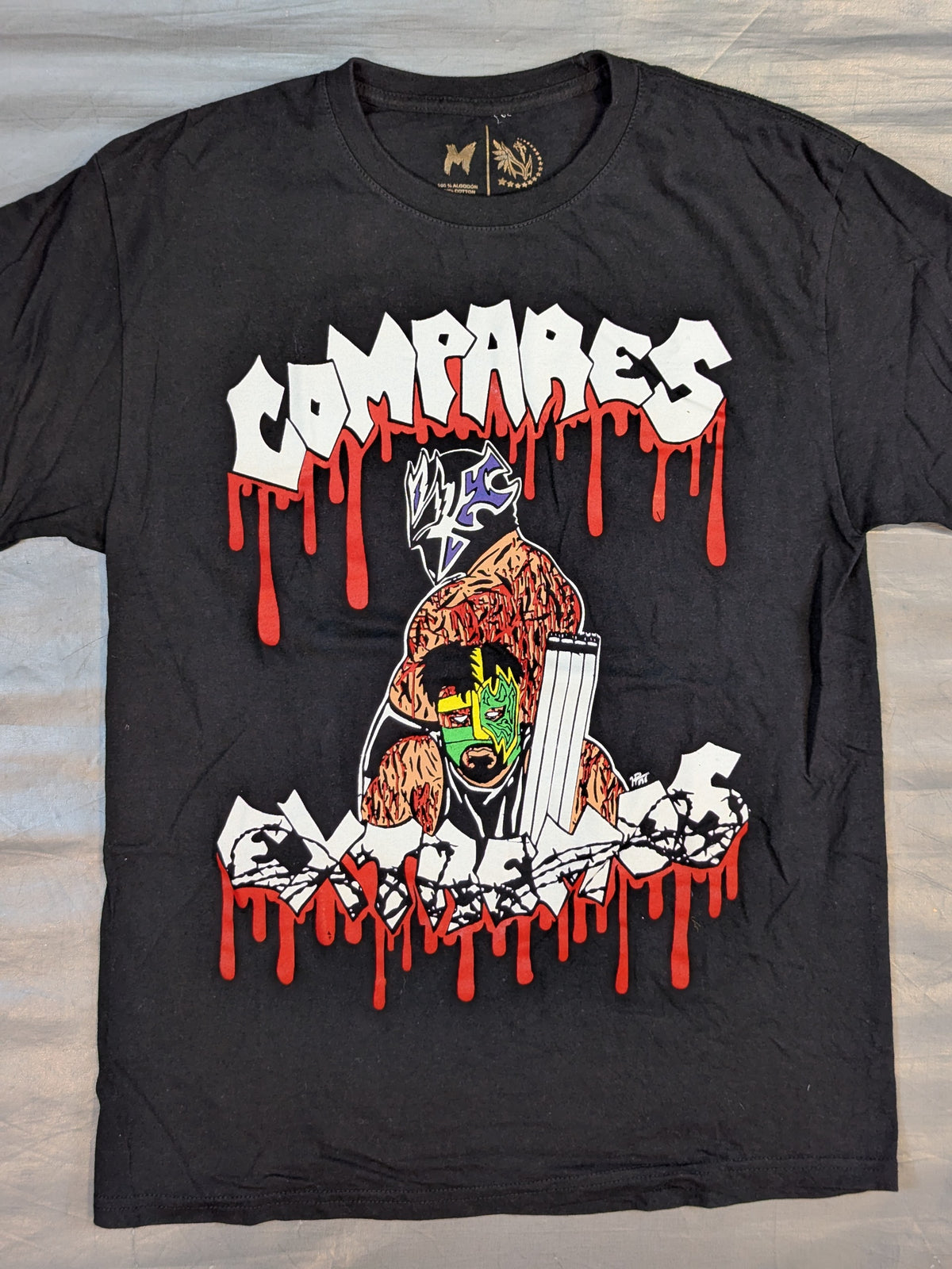 ビオレント・ジャック＆アエロ・ボーイ「COMPARES EXTREMOS」イラストTシャツ②(ブラック)