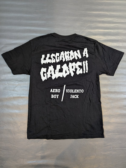 ビオレント・ジャック＆アエロ・ボーイ「COMPARES EXTREMOS」イラストTシャツ②(ブラック)