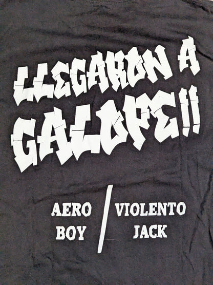 ビオレント・ジャック＆アエロ・ボーイ「COMPARES EXTREMOS」イラストTシャツ②(ブラック)