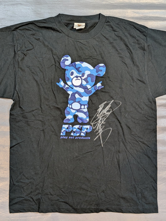 【直筆サイン入り】武藤敬司「武藤ベアー」Tシャツ(全日本プロレス / 青迷彩)