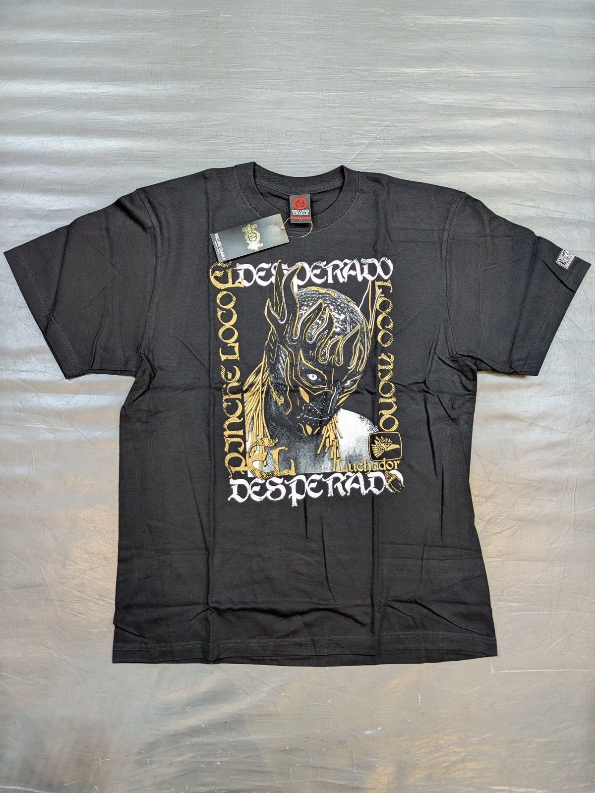 エル・デスペラード×ROLLING CRADLE コラボTシャツ②(ブラック×ゴールド)