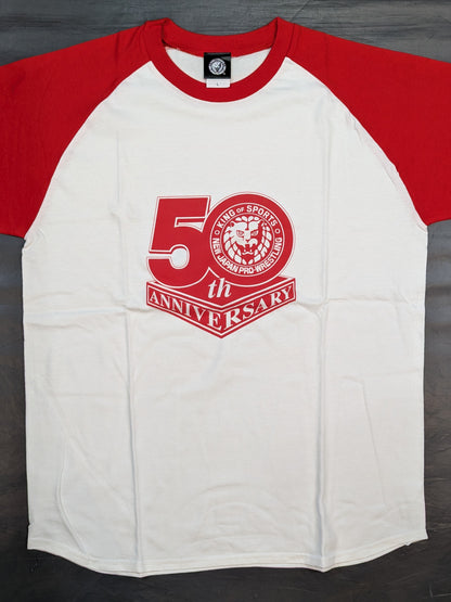 新日本プロレス 50周年 ラグランTシャツ(レッド)