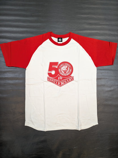 新日本プロレス 50周年 ラグランTシャツ(レッド)