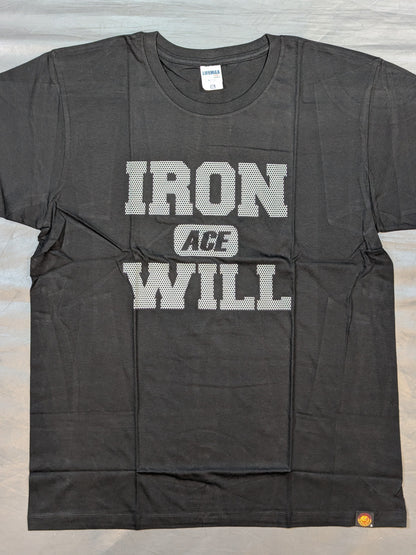 Hiroshi Tanahashi  "ACE feat. IRON WILL" T-shirt (Black× Silver)
