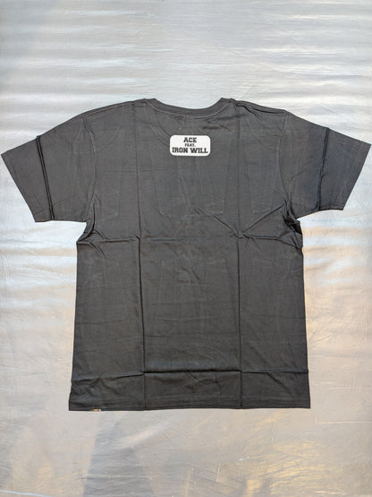 Hiroshi Tanahashi  "ACE feat. IRON WILL" T-shirt (Black× Silver)