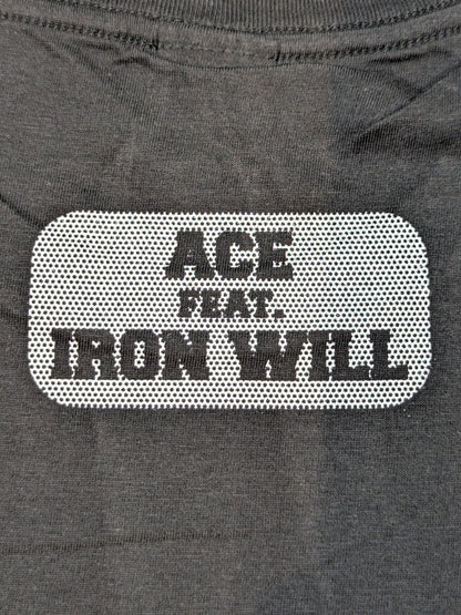 Hiroshi Tanahashi  "ACE feat. IRON WILL" T-shirt (Black× Silver)