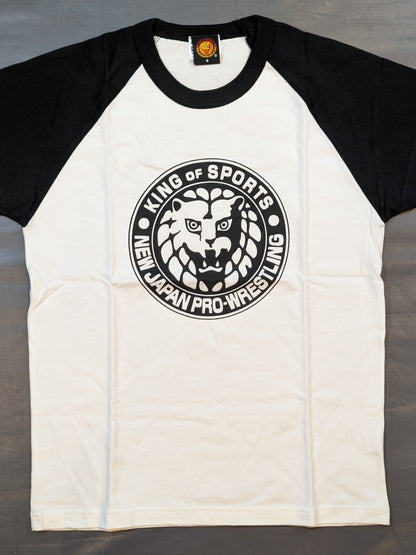 ライオンマーク ラグランTシャツ①(ホワイト×ブラック)
