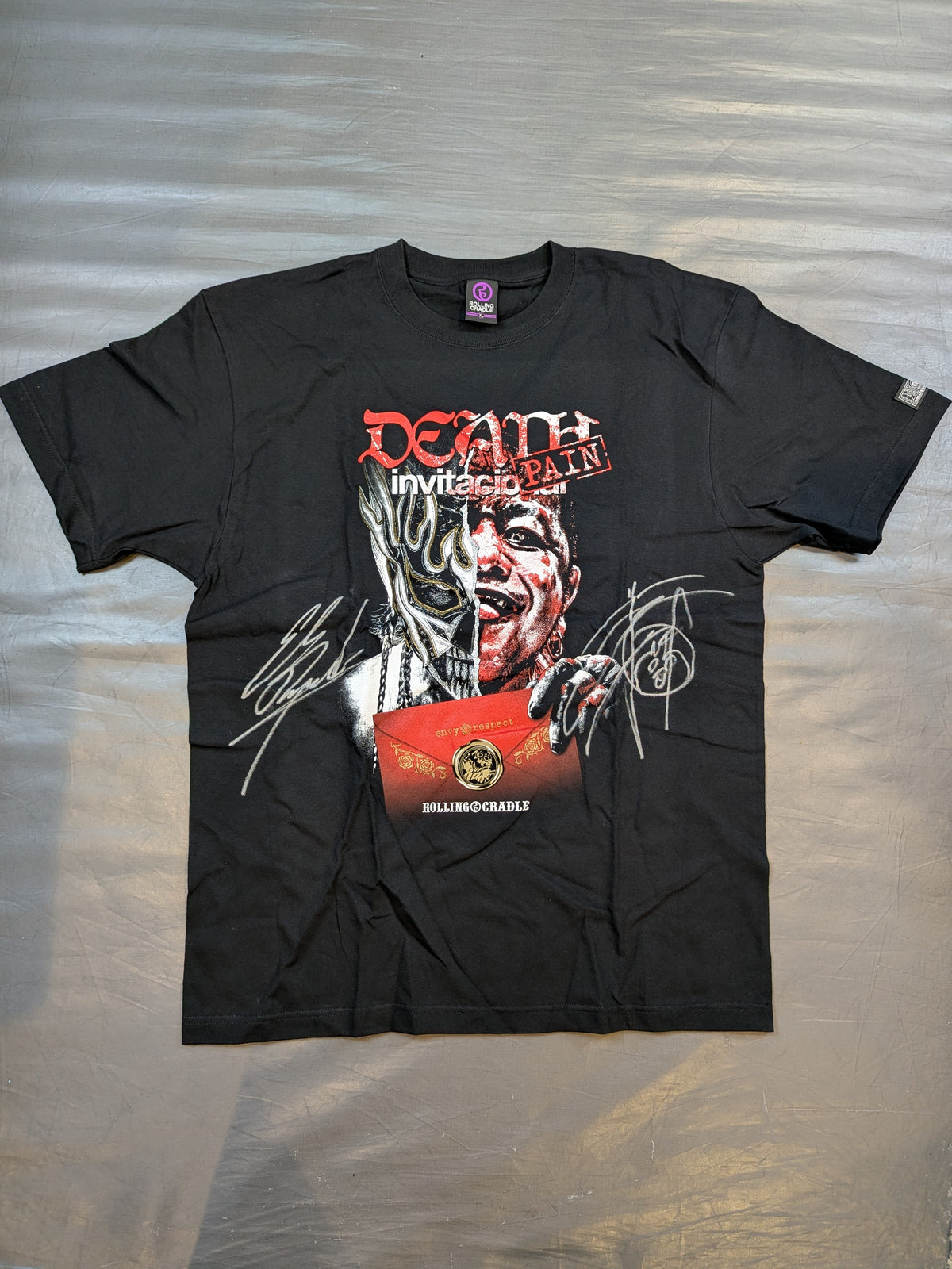 【直筆Wサイン入り】エル・デスペラード×葛西純「"DEATH PAIN" invitacional」Tシャツ①