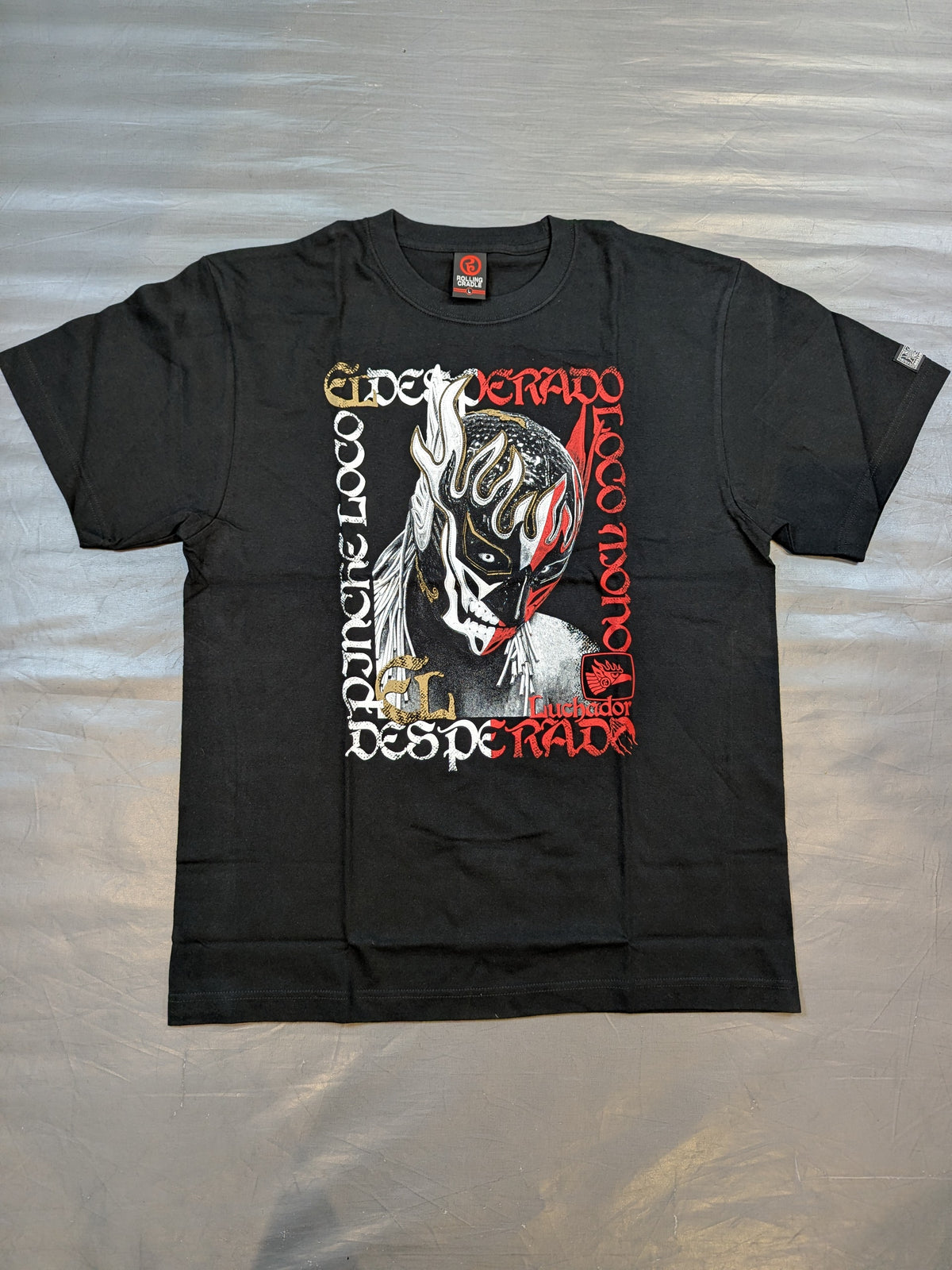 エル・デスペラード×ROLLING CRADLE コラボTシャツ⑦(ブラック×ホワイト×レッド)