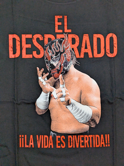 エル・デスペラード「LA VIDA ES DIVERTIDA」Tシャツ①(ブラック×レッド)