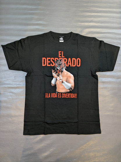 エル・デスペラード「LA VIDA ES DIVERTIDA」Tシャツ②(ブラック×レッド)