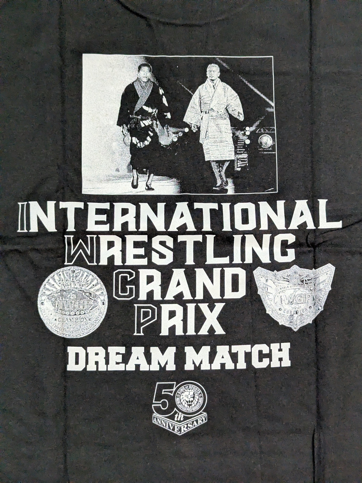 新日本プロレス50周年記念 アントニオ猪木＆オカダ・カズチカ コラボTシャツ①
