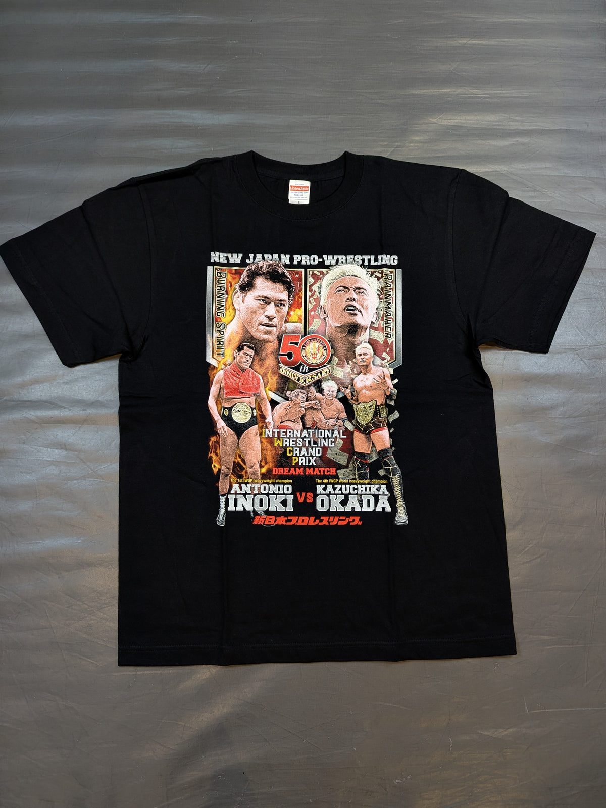 新日本プロレス50周年記念 アントニオ猪木＆オカダ・カズチカ コラボTシャツ②