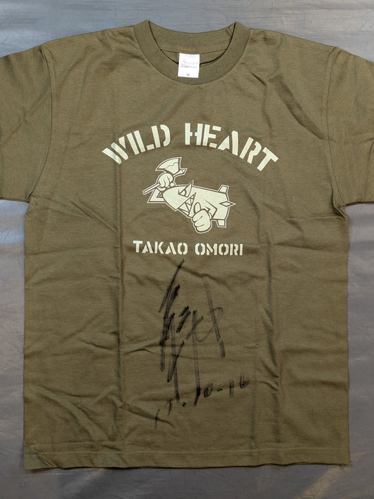 【直筆サイン入り】大森隆男「WILD HEART」Tシャツ(カーキ)
