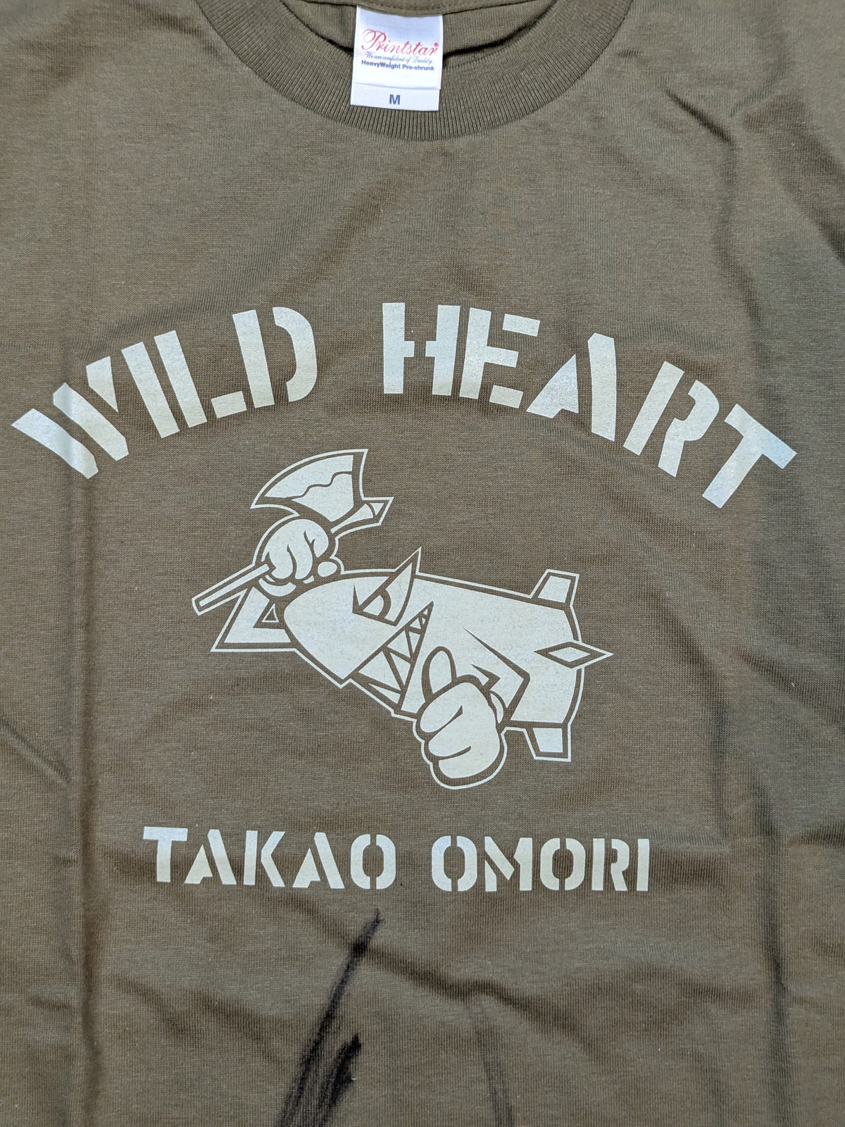【直筆サイン入り】大森隆男「WILD HEART」Tシャツ(カーキ)