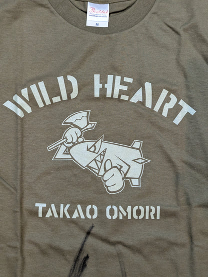 【直筆サイン入り】大森隆男「WILD HEART」Tシャツ(カーキ)