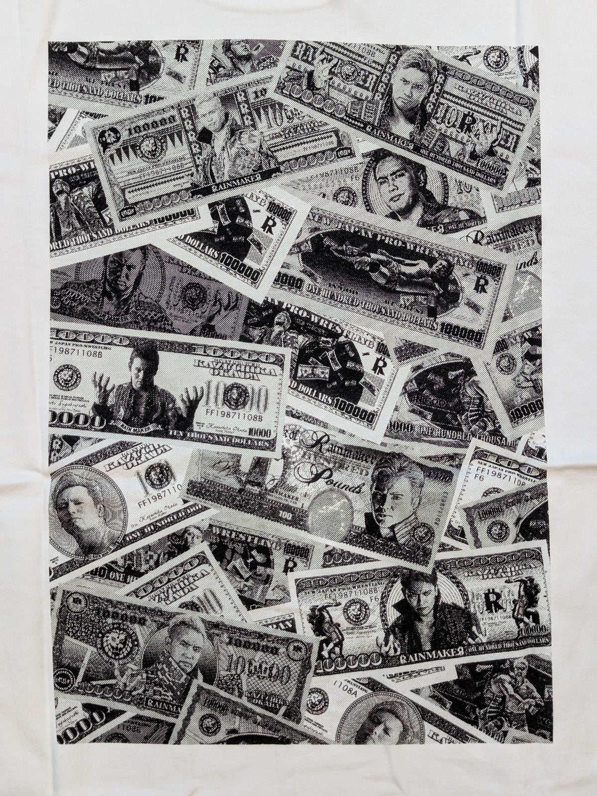 オカダ・カズチカ「RAINMAKER DOLLAR HISTORY」Tシャツ(ホワイト)