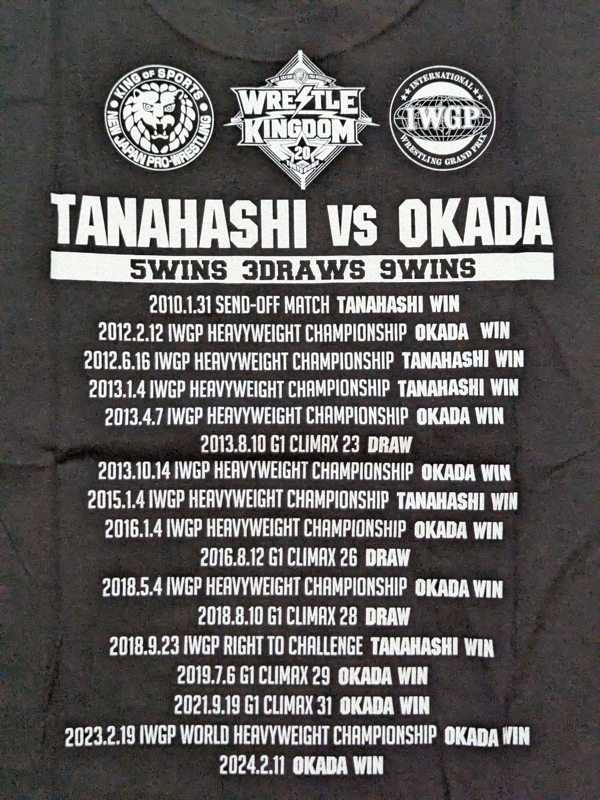 Hiroshi Tanahashi  vs Kazuchika Okada "WK20" Match Commemorative T-Shirt
