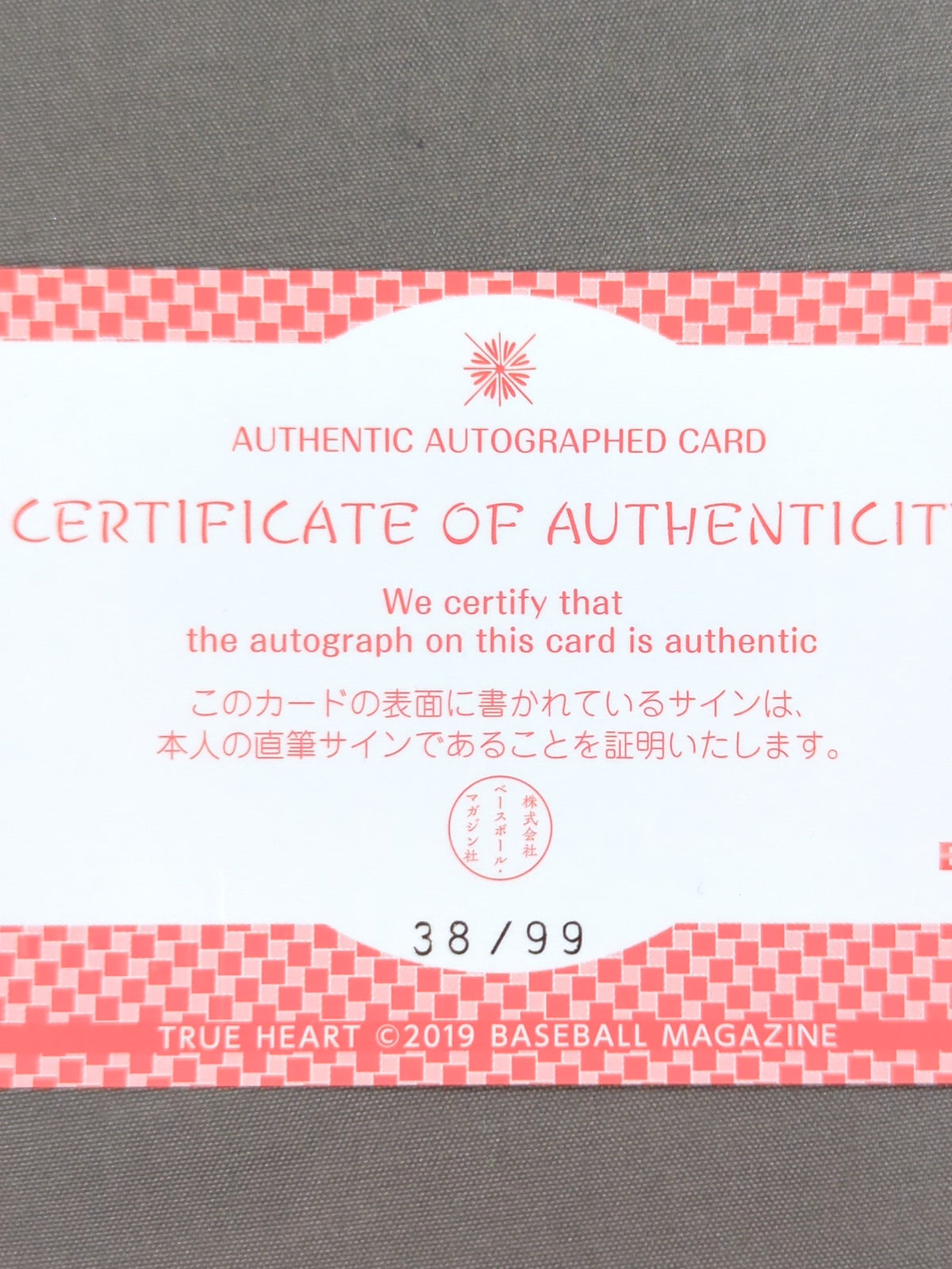 2019 BBM 井上京子 公式サインカード