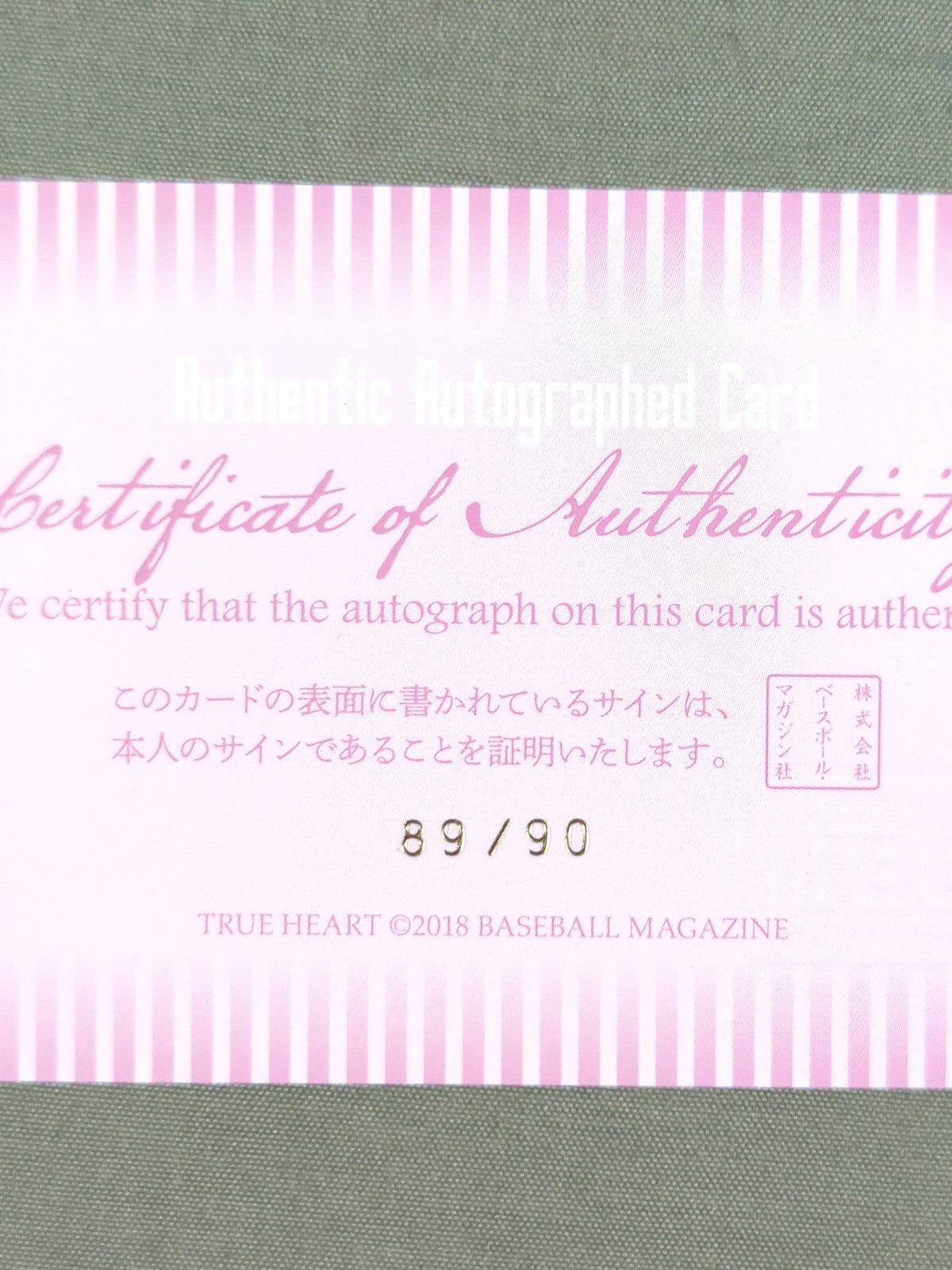 2018 BBM Hamuko Hoshi Official Autographed Card