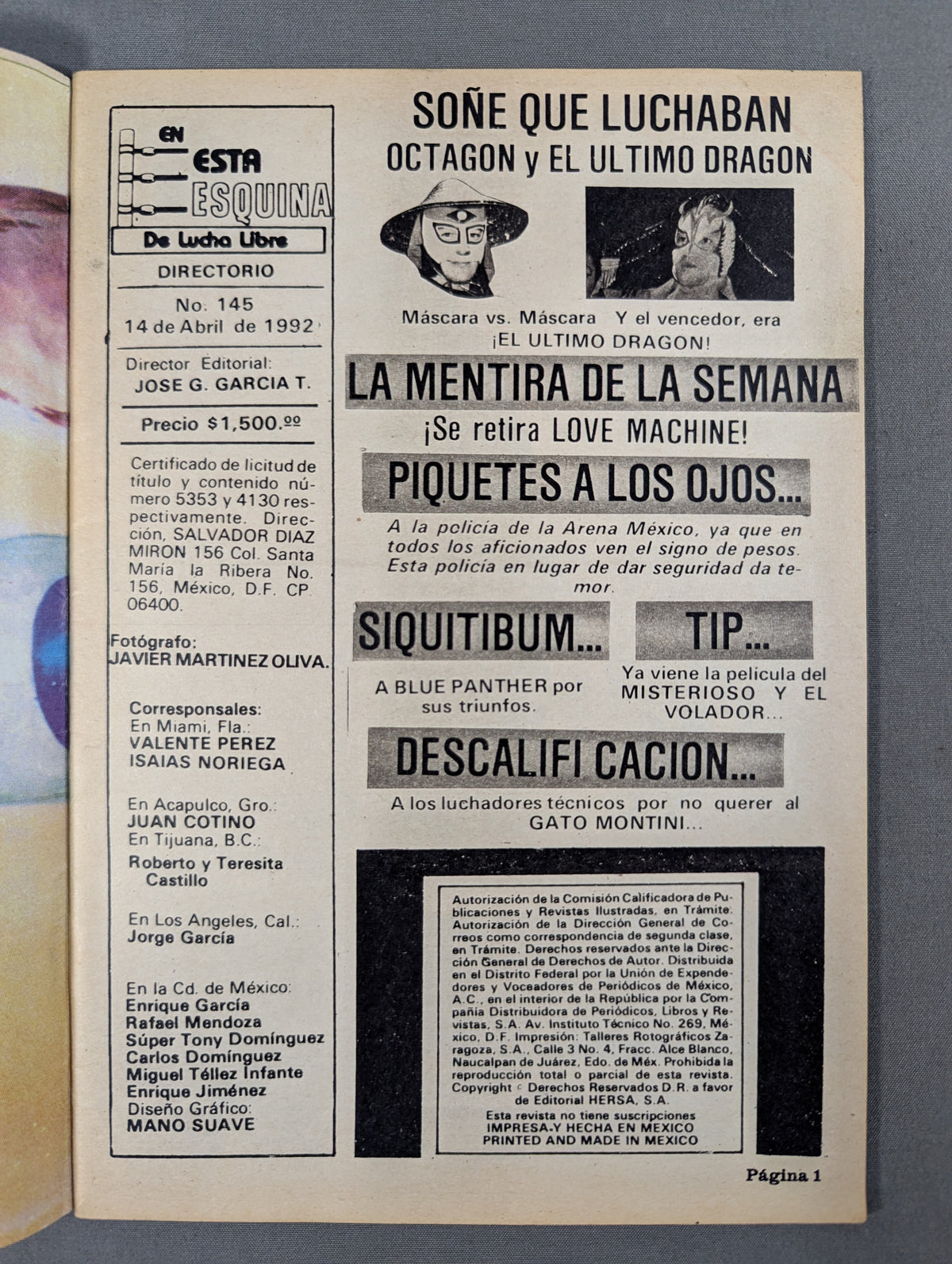 EN ESTA ESQUINA De Lucha Libre No.145