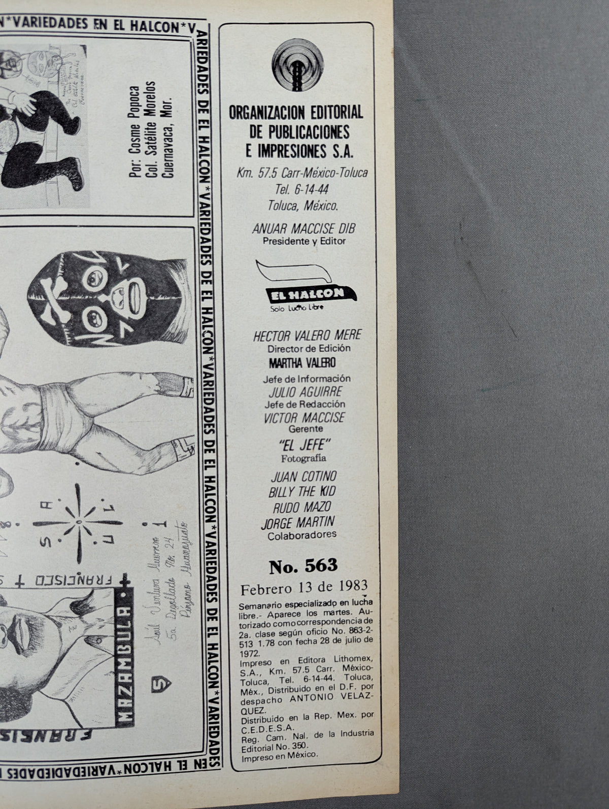 EL HALCON Solo Lucha Libre No.563