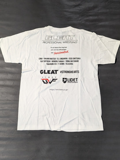 GLEAT×#STRONGHEARTS Tシャツ(ホワイト)