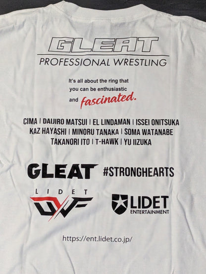 GLEAT×#STRONGHEARTS Tシャツ(ホワイト)