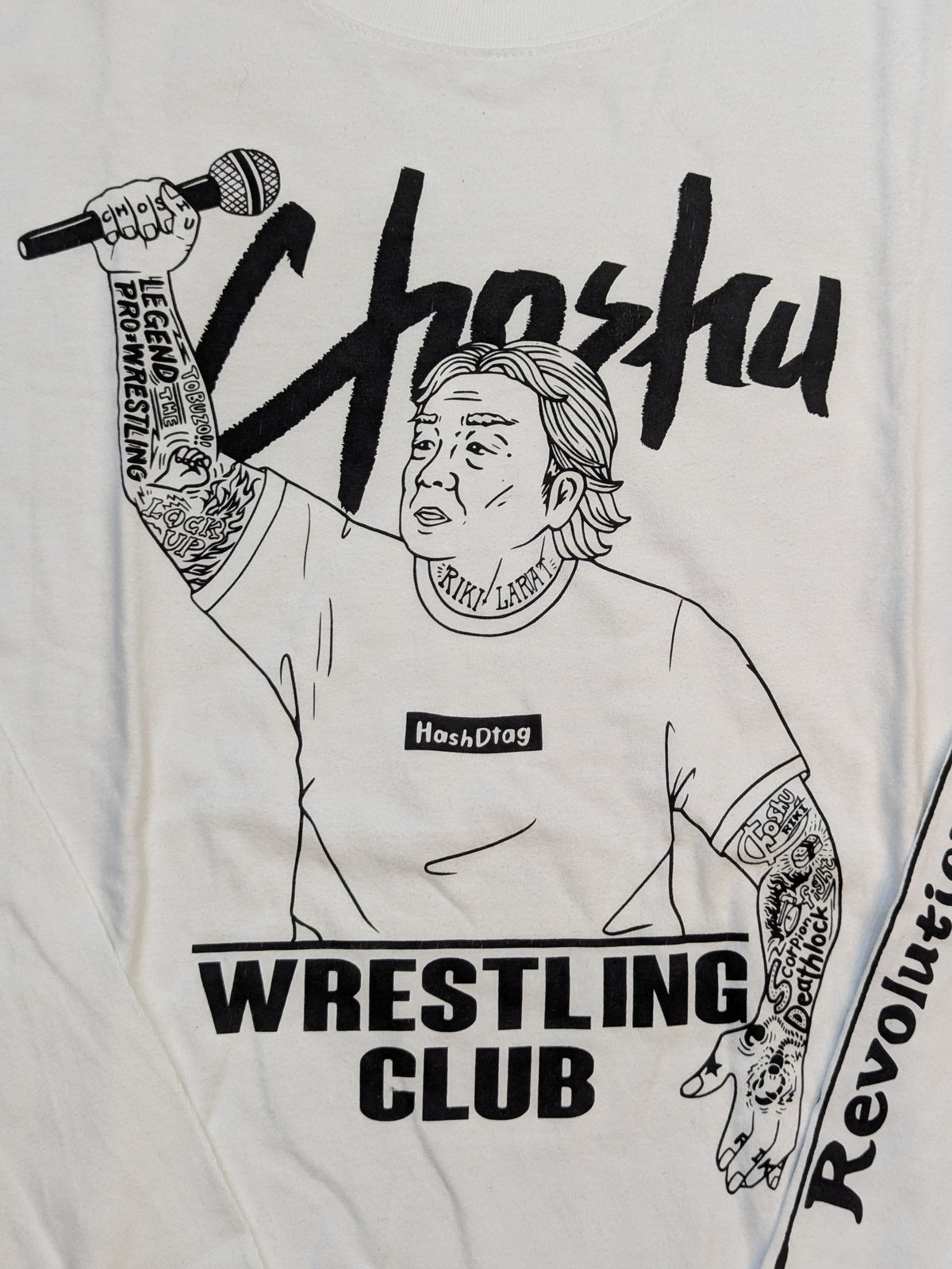 長州力「WRESTLING CLUB」ロングスリーブイラストTシャツ(ホワイト)
