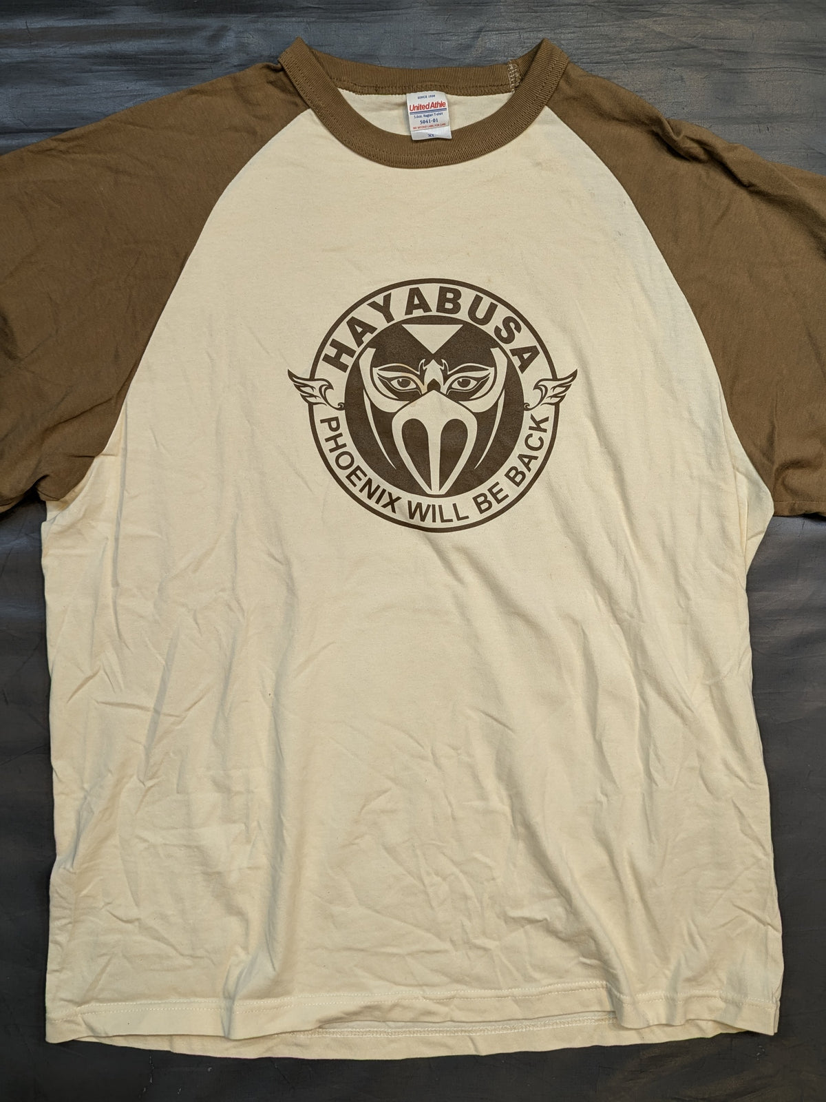HAYABUSA  "PHOENIX WILL BE BACK" Raglan T-Shirt (Beige× Brown)