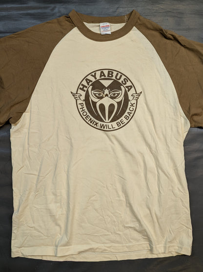 HAYABUSA  "PHOENIX WILL BE BACK" Raglan T-Shirt (Beige× Brown)