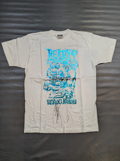【直筆サイン入り】鈴木みのる「READY?」Tシャツ②(ホワイト×ブルー)