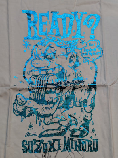【直筆サイン入り】鈴木みのる「READY?」Tシャツ②(ホワイト×ブルー)