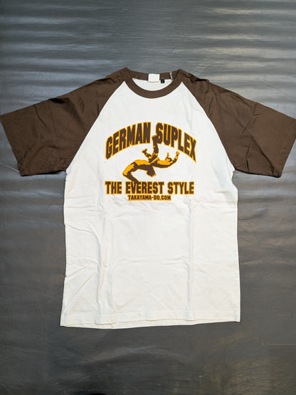 【直筆サイン入り】高山善廣「GERMAN SUPLEX 」Tシャツ(ホワイト×ブラウン)