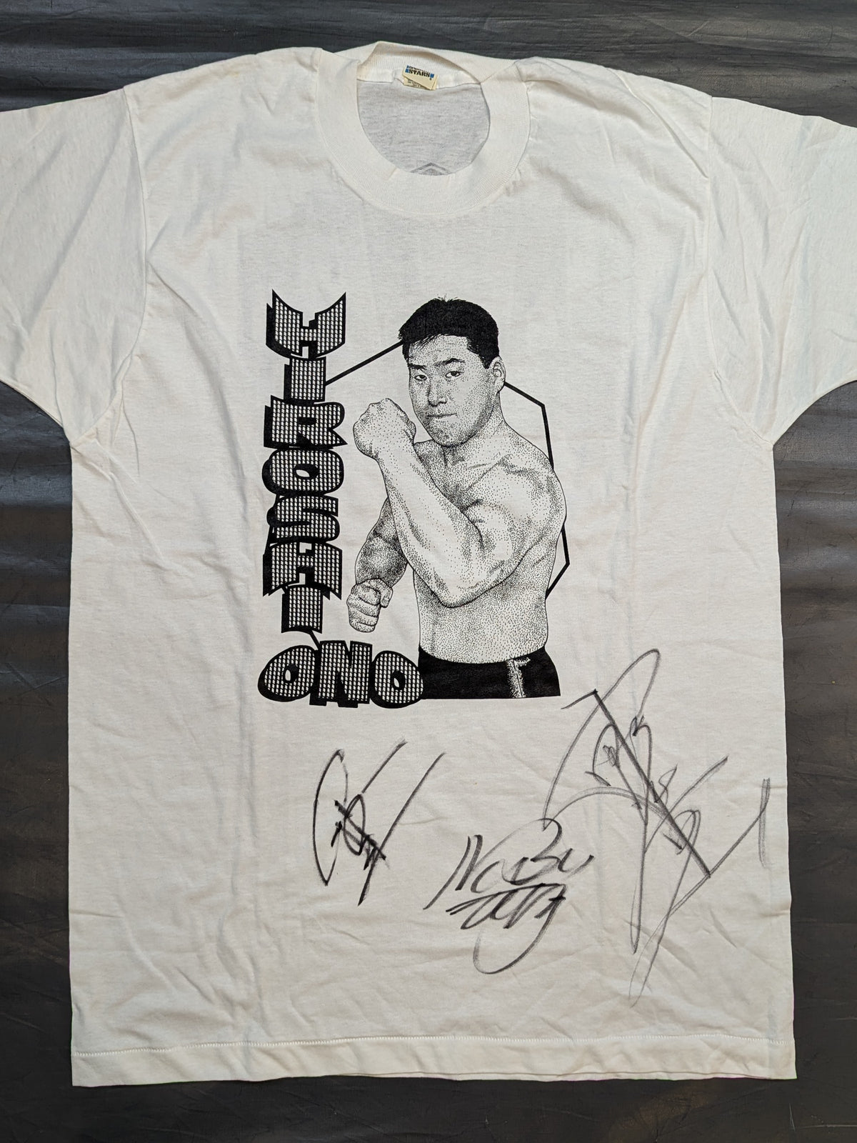 [3 fighters hand signed autograph ] Hiroshi Ono "IWA JAPAN" Picture T-Shirt
