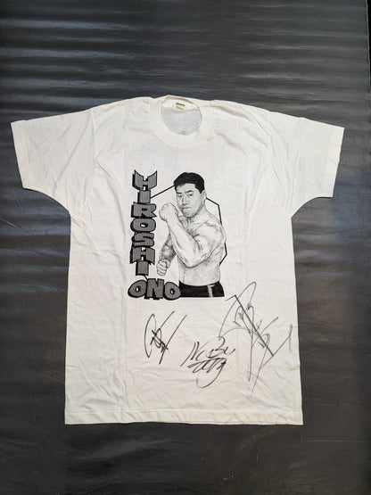 [3 fighters hand signed autograph ] Hiroshi Ono "IWA JAPAN" Picture T-Shirt