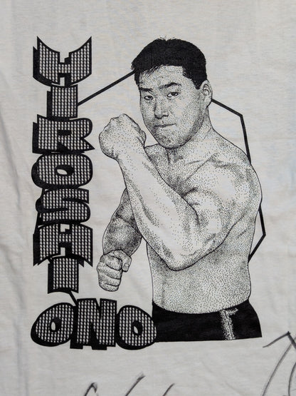 [3 fighters hand signed autograph ] Hiroshi Ono "IWA JAPAN" Picture T-Shirt