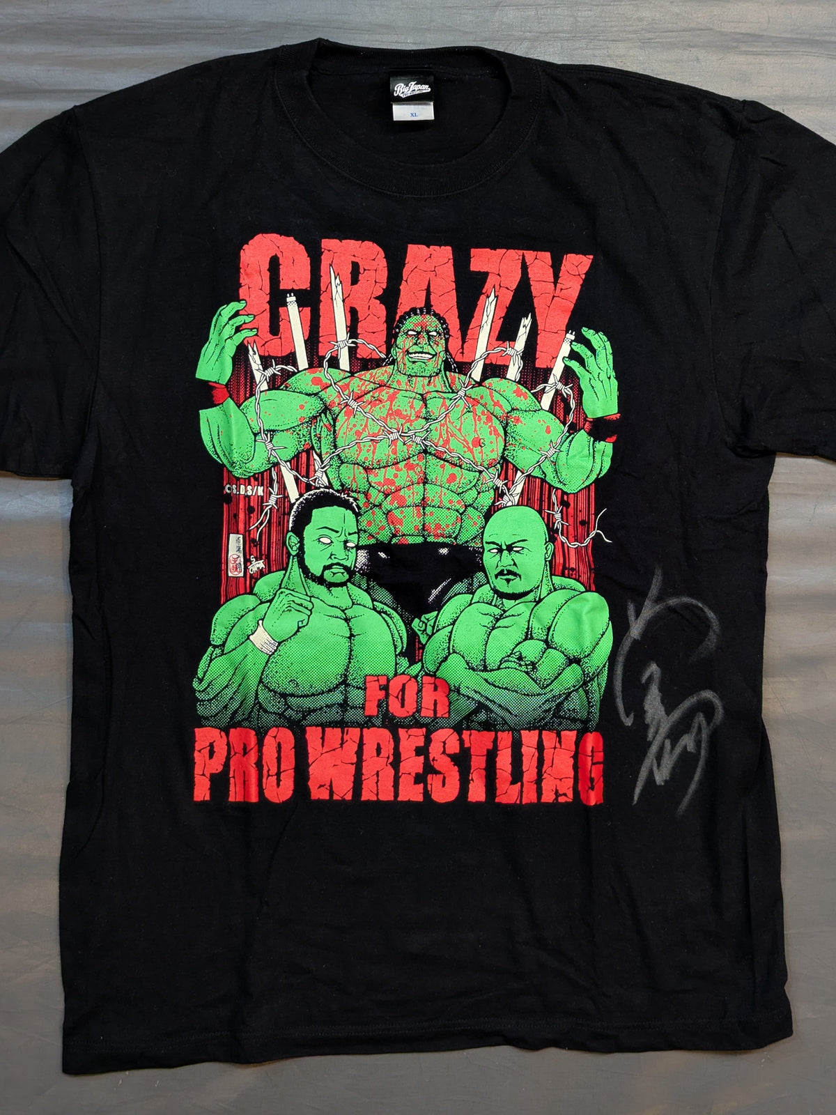 [Yuji Okabayashi  hand signed autograph ] Big Japan Pro Wrestling × Kengan Ashura 'Jun Sekibayashi' Collaboration T-Shirt