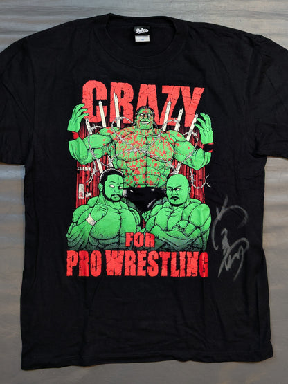 [Yuji Okabayashi  hand signed autograph ] Big Japan Pro Wrestling × Kengan Ashura 'Jun Sekibayashi' Collaboration T-Shirt