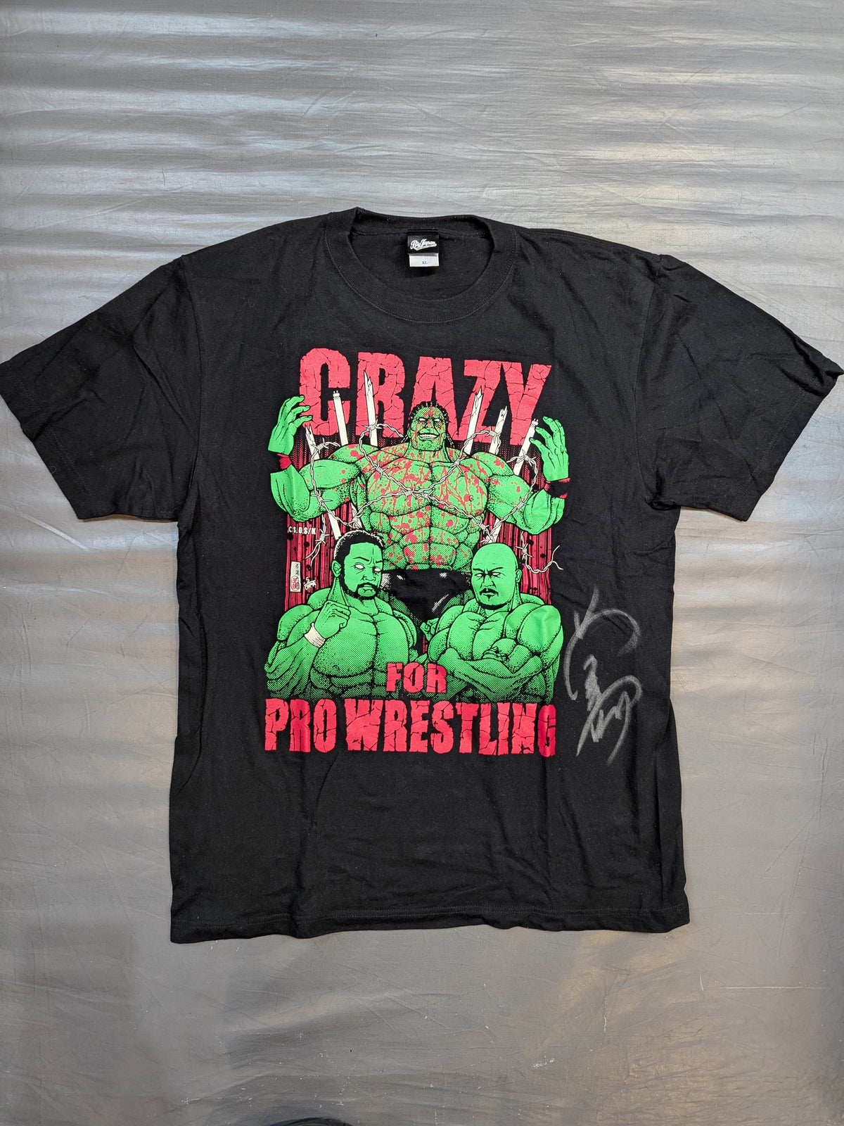 [Yuji Okabayashi  hand signed autograph ] Big Japan Pro Wrestling × Kengan Ashura 'Jun Sekibayashi' Collaboration T-Shirt