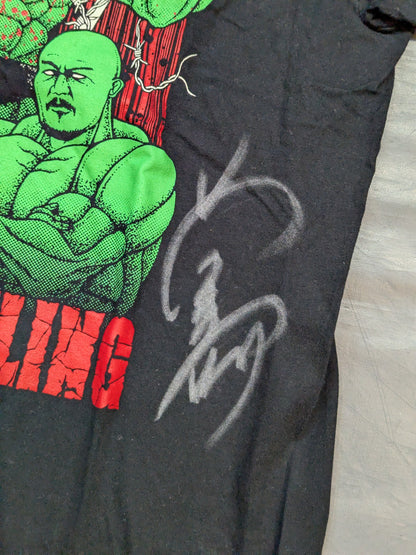 [Yuji Okabayashi  hand signed autograph ] Big Japan Pro Wrestling × Kengan Ashura 'Jun Sekibayashi' Collaboration T-Shirt