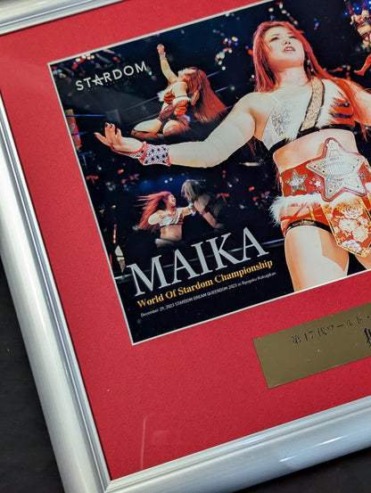 ★ First coronation ★ Maika 17th World of Stardom Championship Hand signed autograph photo frame